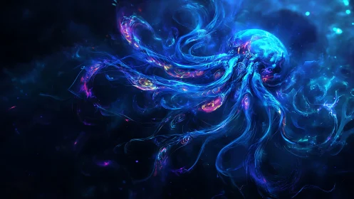 Cosmic jellyfish drifting through radiant nebula currents.