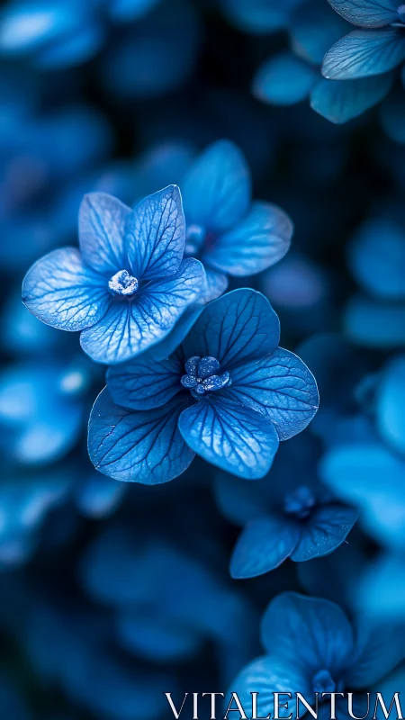 Blue Hydrangea Florets with Shallow Depth Field.