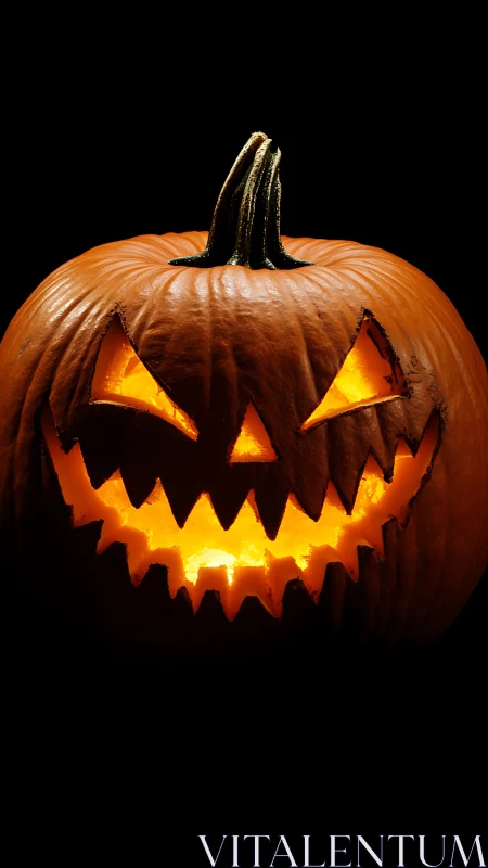 Glowing jack o lantern grinning with playful spooky charm.