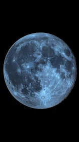 Lunar surface rendered in high-contrast cyan monochrome illumination