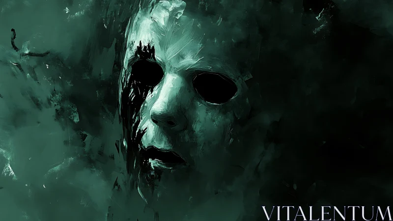 Desaturated spectral face emerges from dark abstract brush masses