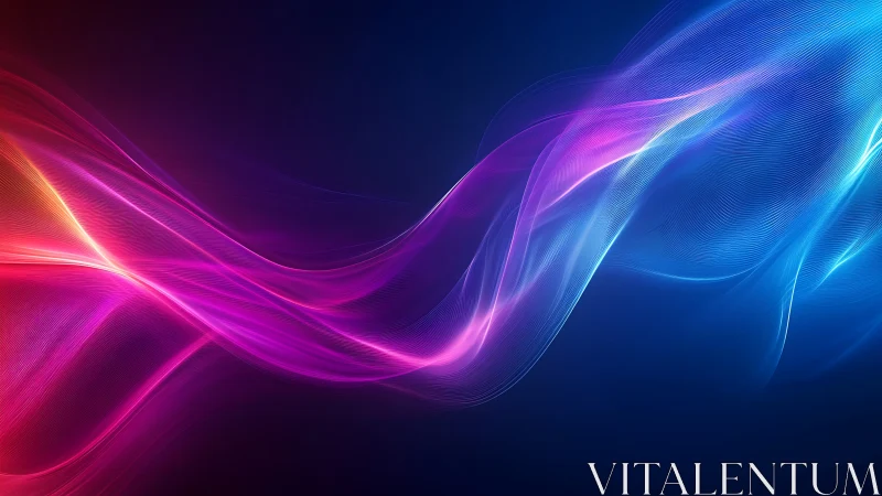 Luminous neon waves drifting across a midnight-blue sky.