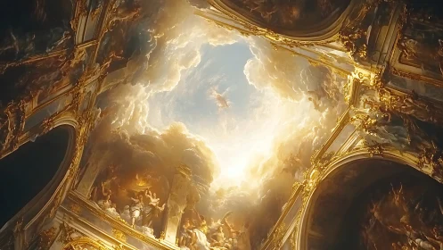 Baroque ceiling opens into radiant heavenly vortex