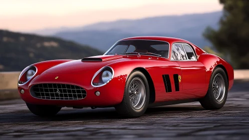 Timeless red sports car basking in soft evening light.