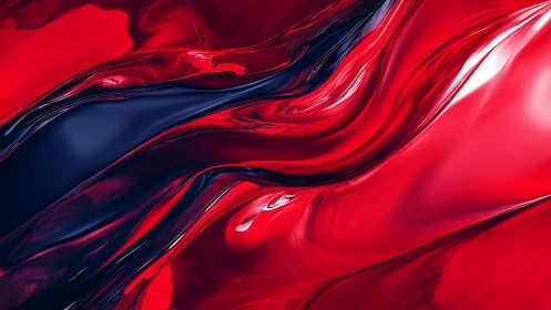 High-gloss red and navy fluid surfaces with specular reflections
