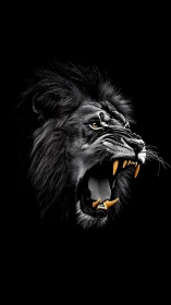 Roaring lion profile rendered in high contrast digital art