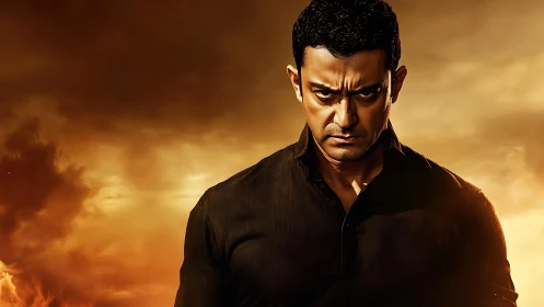 Storm-eyed vigilante carves silence from a burning horizon