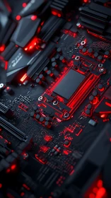 High-performance motherboard glows with red LED circuitry.
