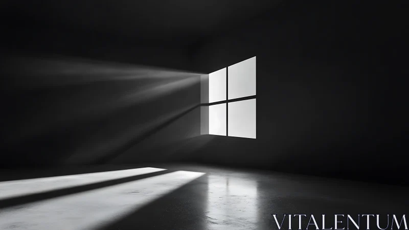Rectangular window light projecting into dark empty interior.
