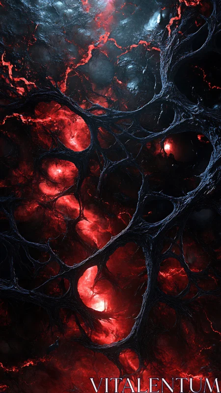 Fiery cosmic web coils through dark organic void