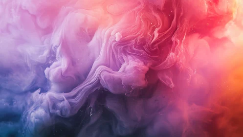 Multicolored fluid ink clouds in soft gradient light field.