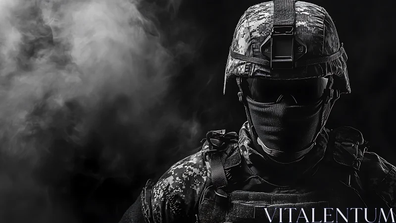 Shadowed commando carves a silent outline through smoke