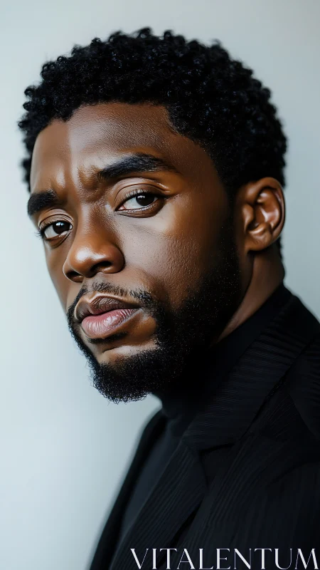 High contrast closeup male portrait with soft side lighting