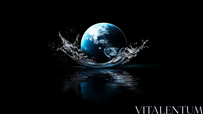 Earth cradled in a luminous splash of cosmic water.