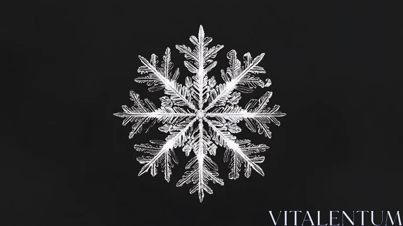 Hexagonal snowflake macro with symmetric dendritic crystal branches