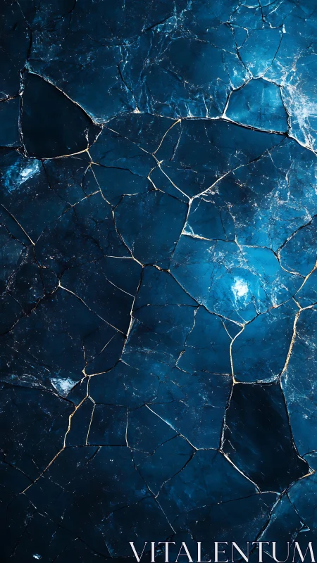 Blue fractured surface with fine crack network pattern.