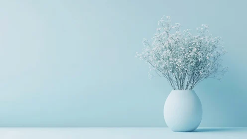 Minimalist Composition: Delicate Gypsophila Arrangement in Spherical Vase.