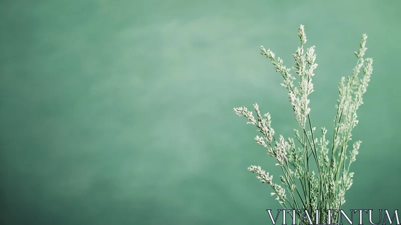 Delicate Botanical Study Against Muted Teal.