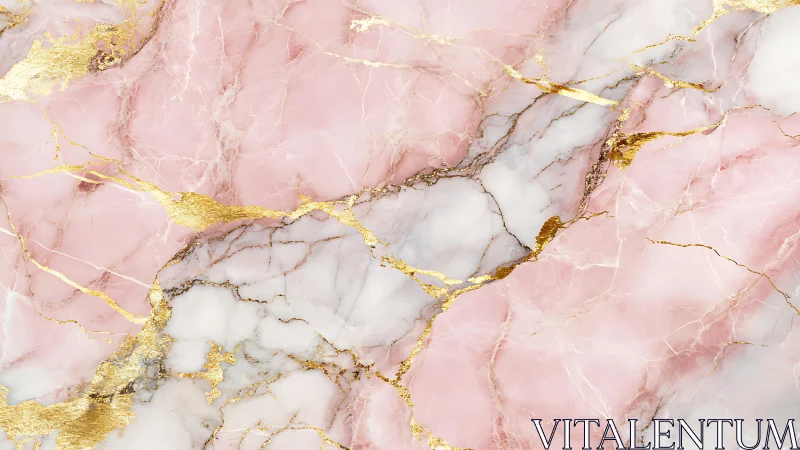 Elegant Pink Marble Texture with Gold Veins, Modern Art Style.