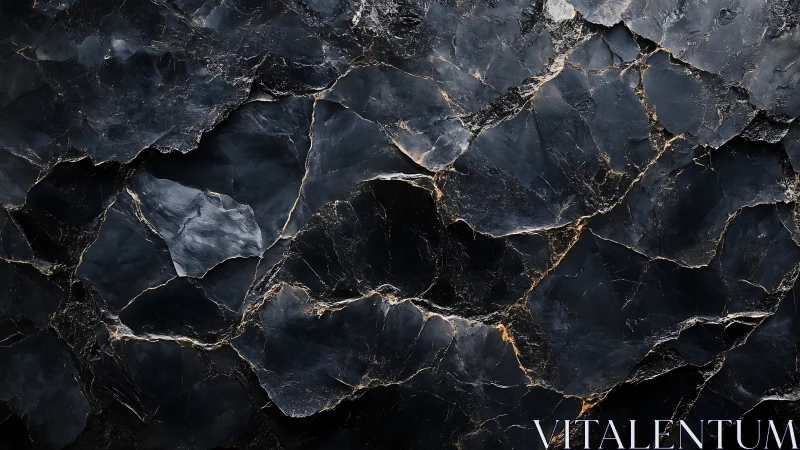 Dark fractured stone surface with subtle golden veins.