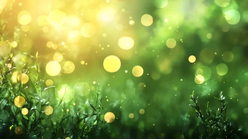 Sunlit Meadow with Glowing Bokeh Effect in Dreamy Nature Style.