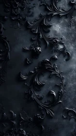 Midnight baroque swirls on a quietly shimmering wall.