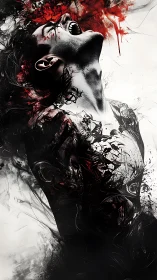 Explosive chromatic catharsis in hybrid digital portrait anatomy.