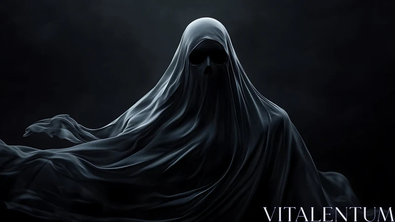 Volumetric shrouded wraith rendered in high-contrast chiaroscuro.