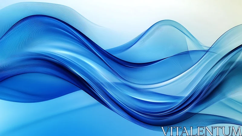 Blue translucent wave forms flow across luminous gradient space