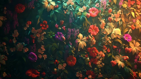 Layered floral arrangement with varied botanical forms and tonal transitions