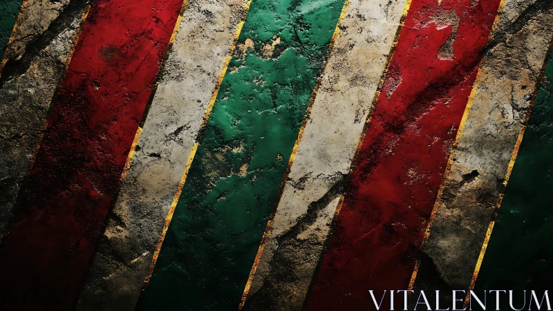 Weathered tricolor metal stripes with corroded textures.