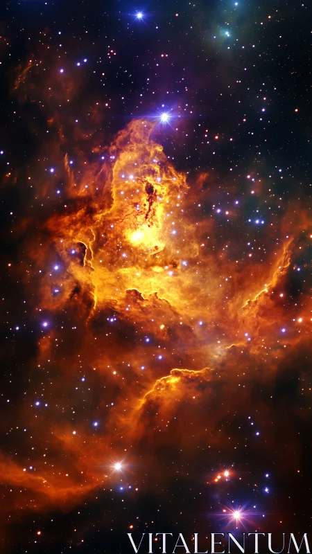 Nebula region with dense ionized gas and scattered stars.