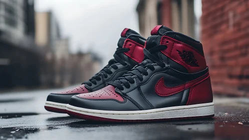 Streetwise crimson sneakers quietly rehearse their next legend