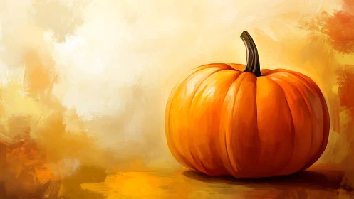 Pumpkin still life against warm abstract background.