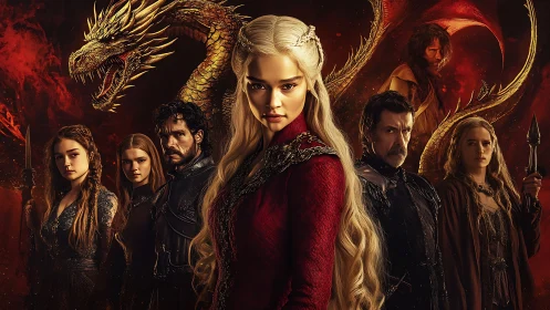 Dragon queen leads embattled allies in molten red inferno.