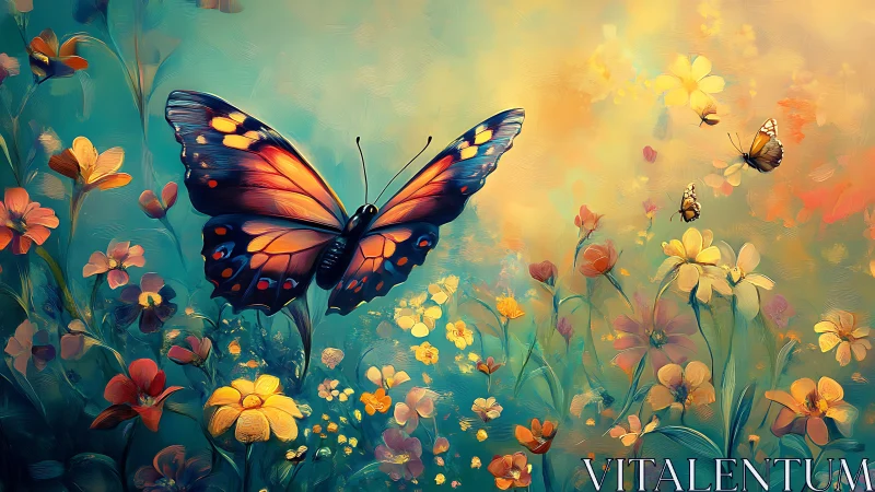 Luminous garden monarch drifting through painted daydreams.