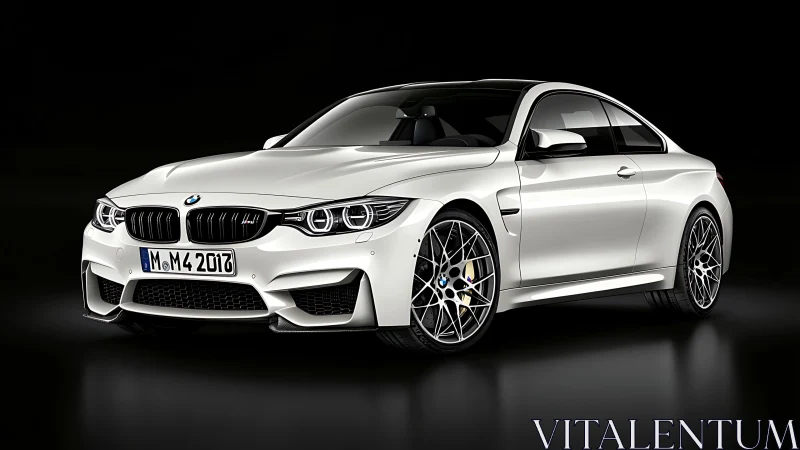 Photorealistic studio profile of white performance coupe rendering.