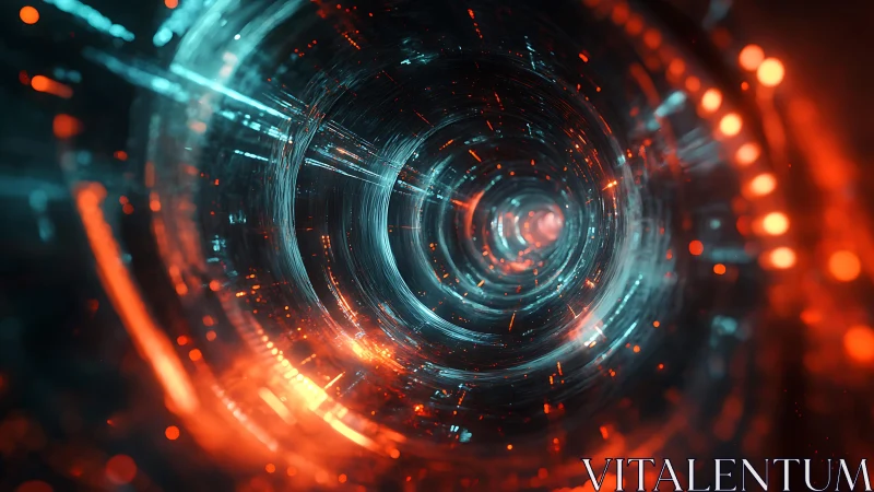 Futuristic glowing tunnel in digital sci-fi style with vivid colors.