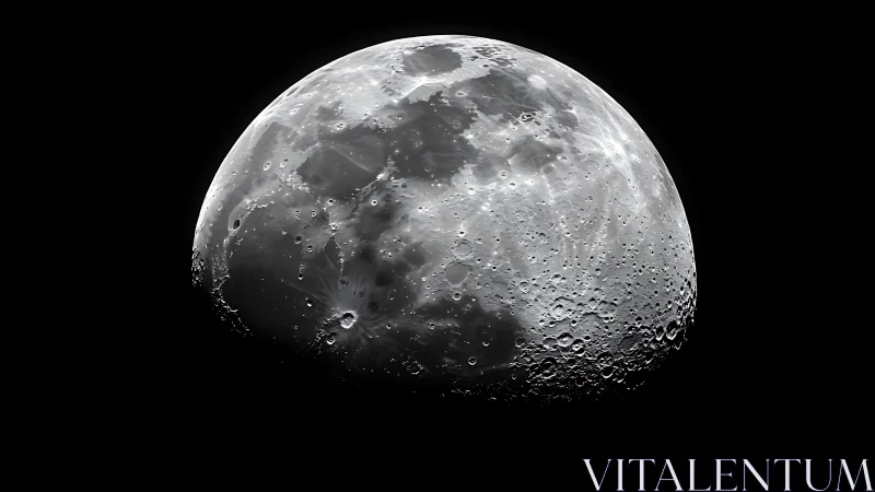 Crisp lunar surface closeup with cratered terminator edge.