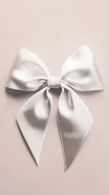 White satin bow on blush background in soft light.