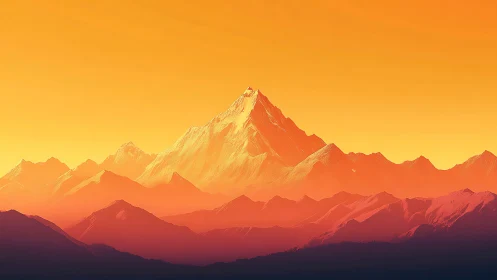 Sunfire summit rising above ember kissed mountain waves.