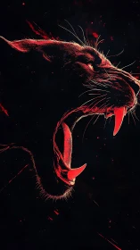 Crimson Beast Unleashed: Digital Fury in Neon Fire.