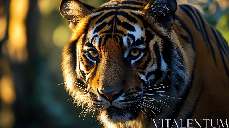 Golden light meets the steady gaze of a watchful tiger