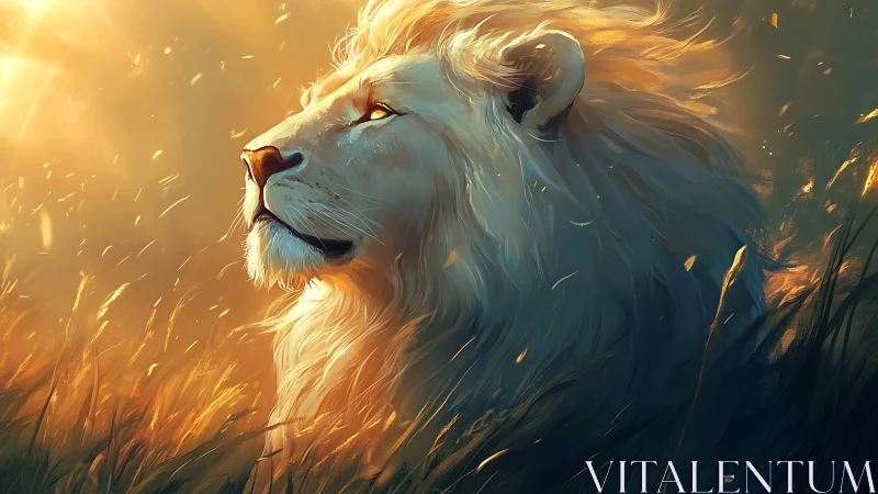 Sunlit mane, silent roar: dawn-lit spirit of the lion.