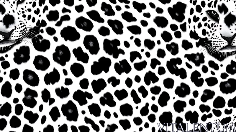 Leopard Faces Meet in Striking Black and White Pattern