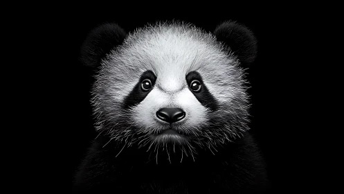 High-contrast digital panda portrait with microfur detailing.