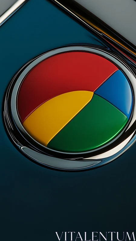 Color-split chrome disk gleams with bold primary sections.