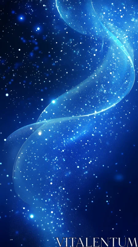 Luminous blue nebular ribbon with particulate starfield density