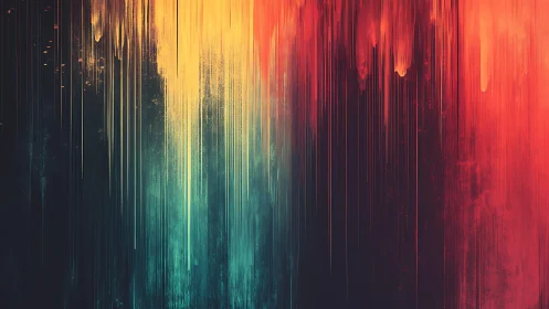 Vibrant Abstract Dripping Paint Digital Artwork in Warm Tones.