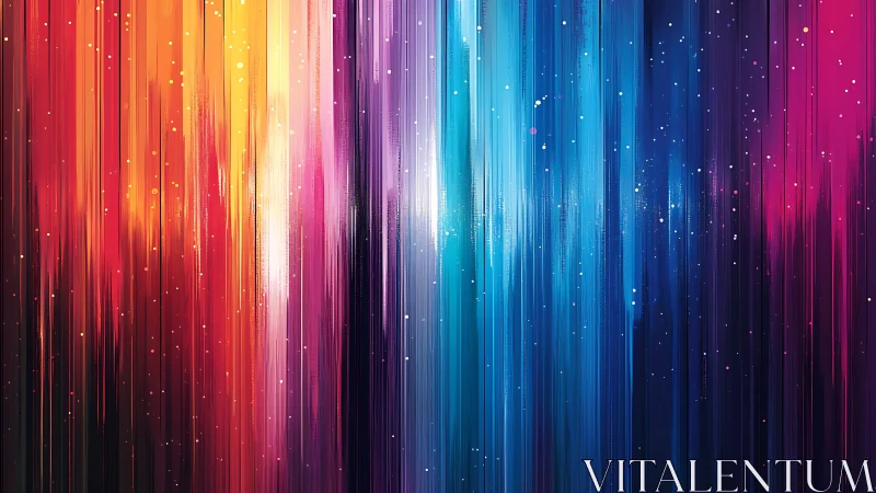 Vibrant abstract vertical streaks in cosmic digital art style.